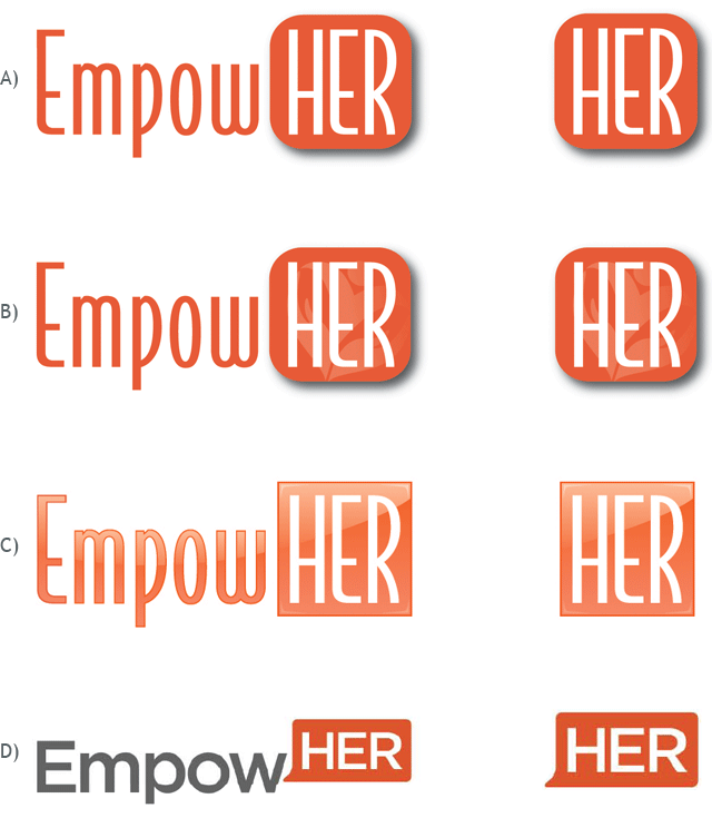 Which of these logos and corresponding "HER" marks do you feel represents EmpowHER the best? 